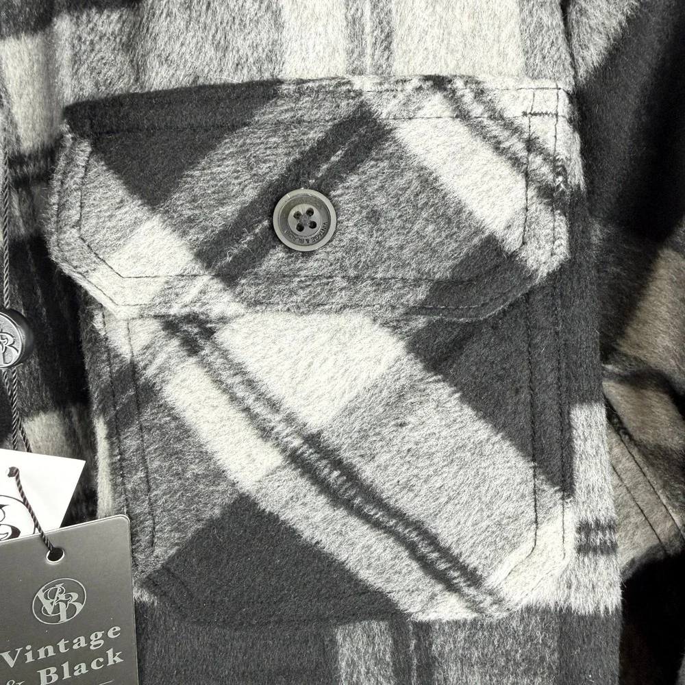 Vintage & Black Weatherproof XL Flannel Shirt Jacket NWT Fleece Lined Black Grey